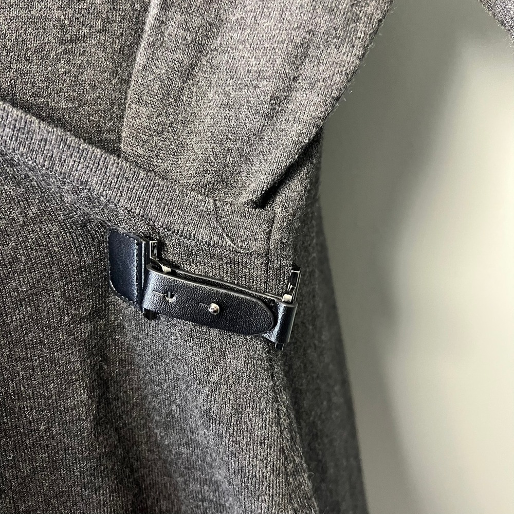 Calvin Klein Charcoal Gray Faux Wrap‎ Sweater Dress L Professional Minimalist - Picture 4 of 9